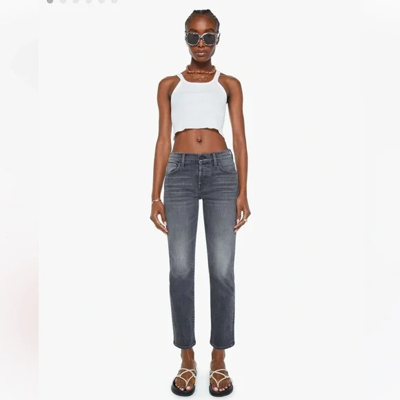 AMO The Chloe grey straight cropped jeans 28 from Anthropologie