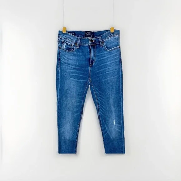 Lucky Brand Bridgette Skinny Jeans Womens 6/28 Blue High Rise Raw Hem Distressed