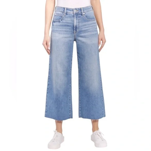 Oat New York Cropped Raw Hem Jeans Size 12/31 Light Wash EUC