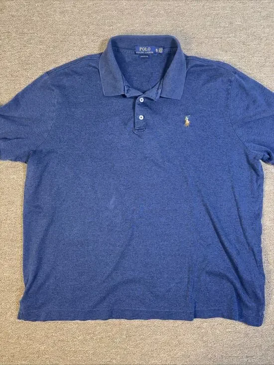 Polo Ralph Lauren Polo Shirt Mens XL Short Sleeve Blue Flesh Pony Classic Fit