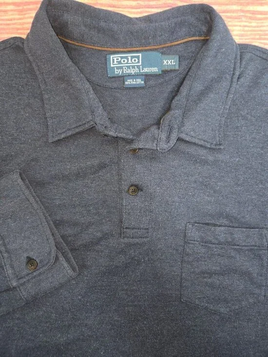 Polo Ralph Lauren Long Sleeve Pima Cotton Navy Polo XXL