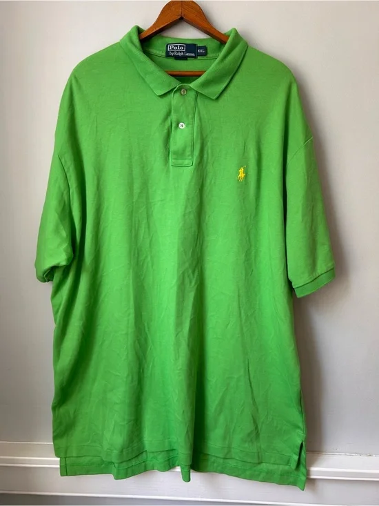 Vintage Polo Ralph Lauren Shirt 2XL Green Classic Core Pony Logo Preppy Men XXL