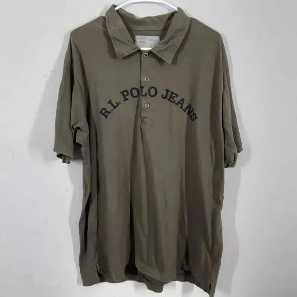Ralph Lauren Adult Mens L Green R.L. Polo Jeans Short Sleeve Polo Shirt