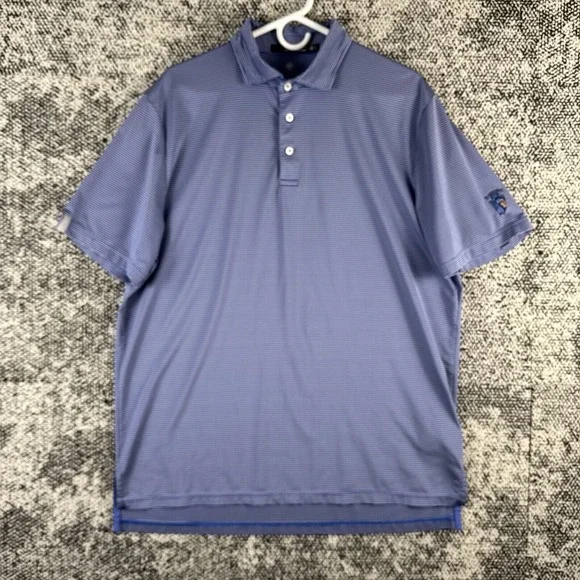 RLX‎ Ralph Lauren Polo Mens Large Blue Striped Moisture Wicking