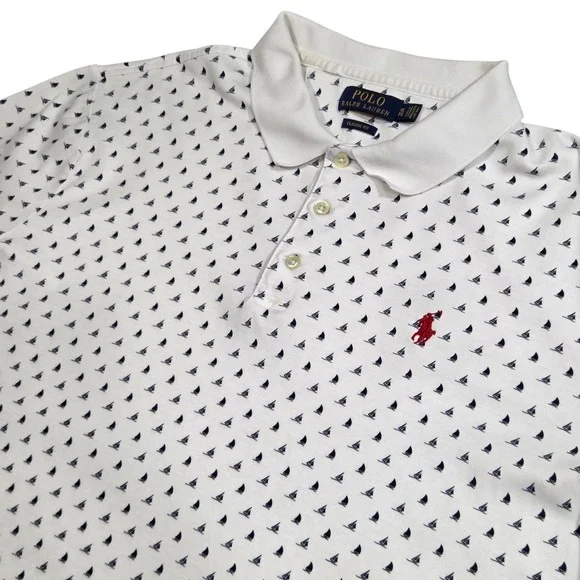Polo Ralph Lauren Nautical Sail Boats Pony Polo Shirt Classic Fit Men Size‎ XL