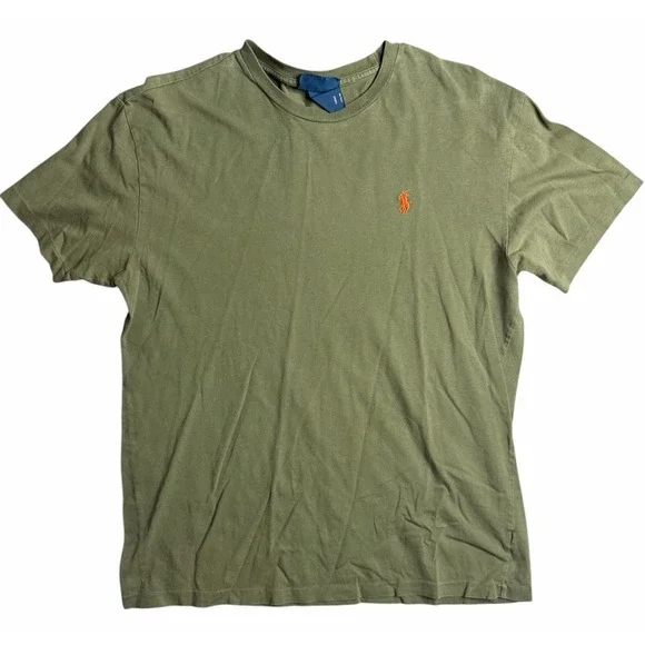 Men/Ralph Lauren‎ Polo/Crew Neck T-Shirt/Olive Green w/Orange Pony/small