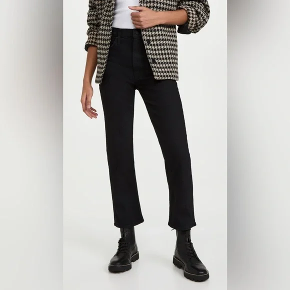 MOTHER High Waisted Rider Ankle Jeans Not Guilty Black Wash 28