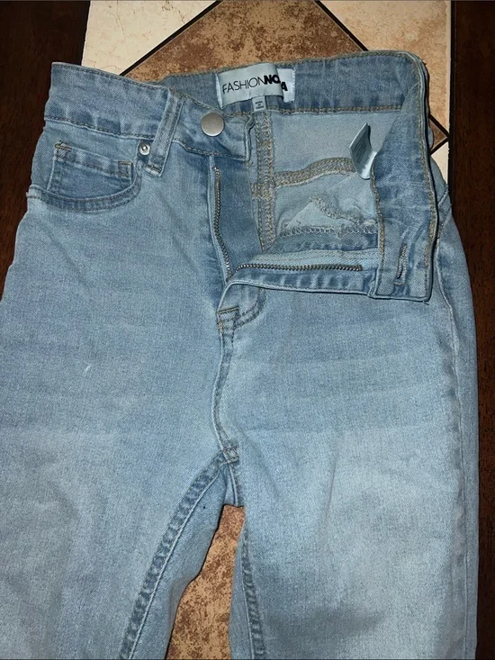 Fashion Nova Light Wash High-Rise Slim Straight Jeans