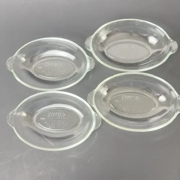 Pryex Oval Clear Glass Dish AuGratin Casserole set of 4, #B04, B05, B09, & B24