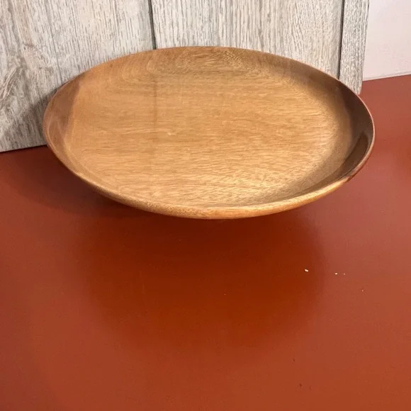 Vtg Solid myrtle Wood Pedestal Fruit Bowl Cake Stand Mid Century Modern 8 Inch