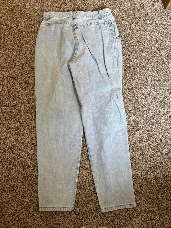 90s VTG Chic Jeans Women's 14 High Waist Light Blue Denim Tapered Mom Jeans USA
