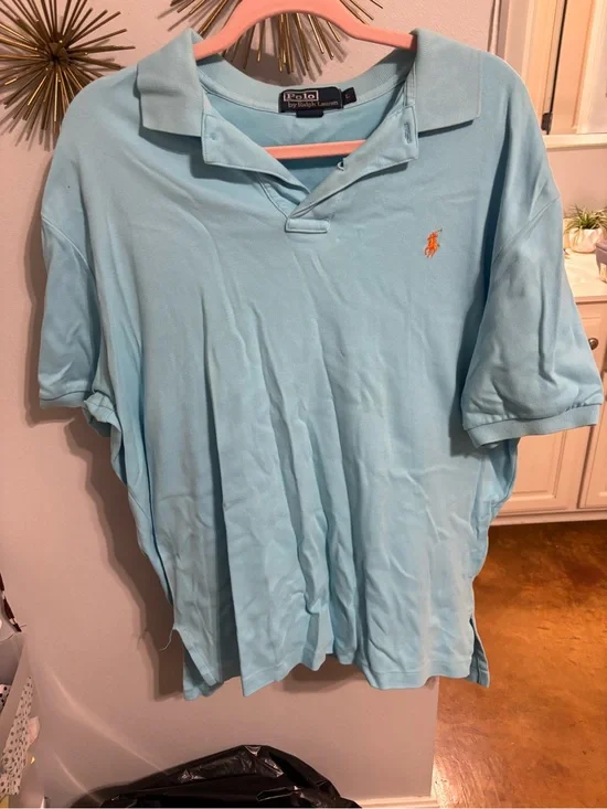 Ralph Lauren Light Aqua Polo with Orange Pony