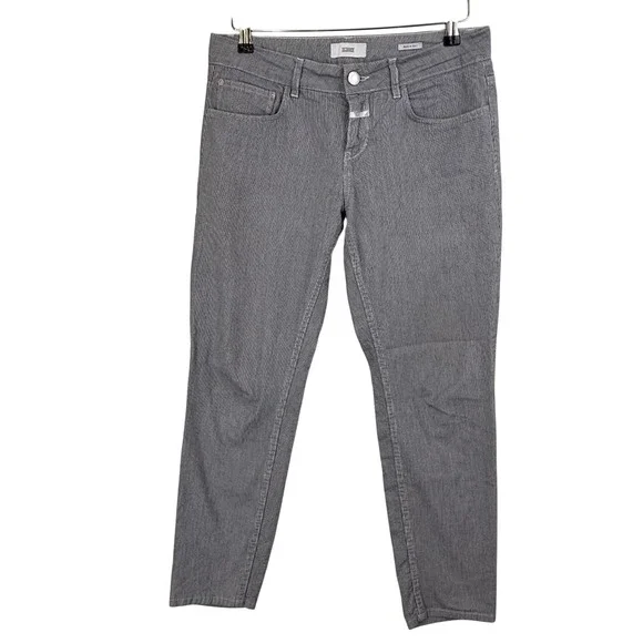 CLOSED BAKER Striped TWILL Pants Hickory Stripe Italy Women 28 MID‎ RISE CROP