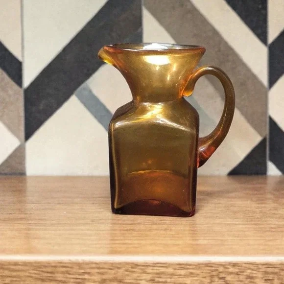 Pilgrim Glass Handblown Amber Pitcher,‎ Vintage Glassware, Replacement Tableware