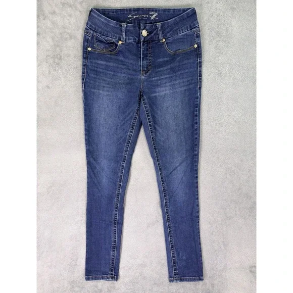 Seven7 Jeans Womens 10 Blue Denim Skinny Tummyless Dark Wash Mid Rise Stretch