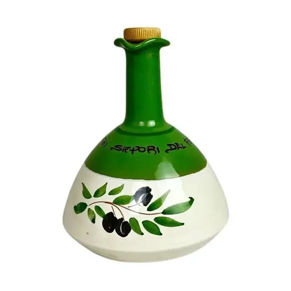 VTG Benegiamo Handcrafted Italian Olive Oil Cruet Jug with Stopper Ceramic