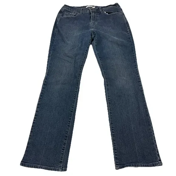 Levis 505 Straight Leg Jeans Womens Size 8 Dark Wash Denim Mid Rise Stretch
