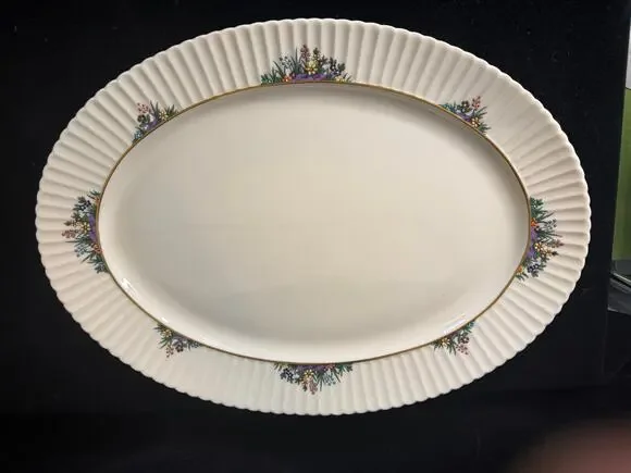 Lenox Rutledge P-303 17” Oval Serving Platter Floral Gold Trim USA