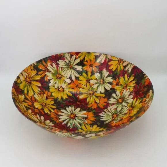 Vintage MCM Multicolor Floral Fiberglass 14