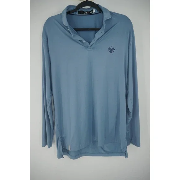 RLX Ralph Lauren Polo Shirt Blue Long Sleeve Golf Vintage Club‎ Men's Medium