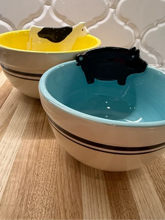 Sonoma Goods For Life Homestead Animal Nesting Bowls Set of 2 (Missing Chicken)