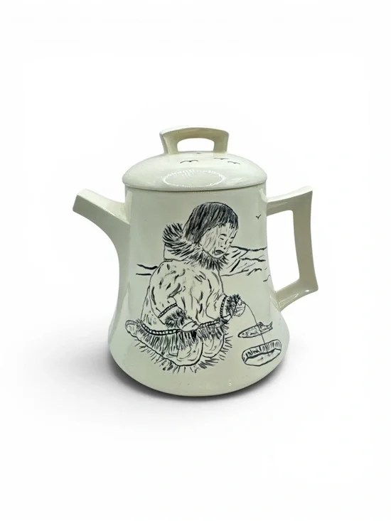 Vintage Mid Century 1950s Alaskan Inuit Eskimo Ceramic Teapot Robert Mayokok