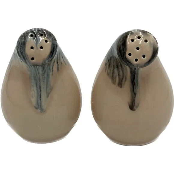 MCM Vernon Ware Salt and Pepper Shakers California‎ Drip Glaze Retro Boho Beige