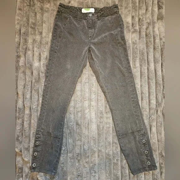 Anthropologie Washed Black Skinny Jeans Wirh Buttons