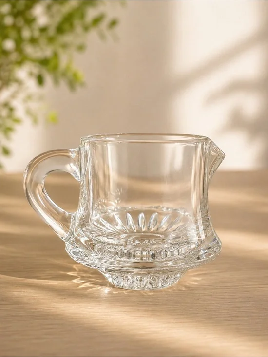 Crystal Glass Creamer Pitcher - Elegant Transparent Design