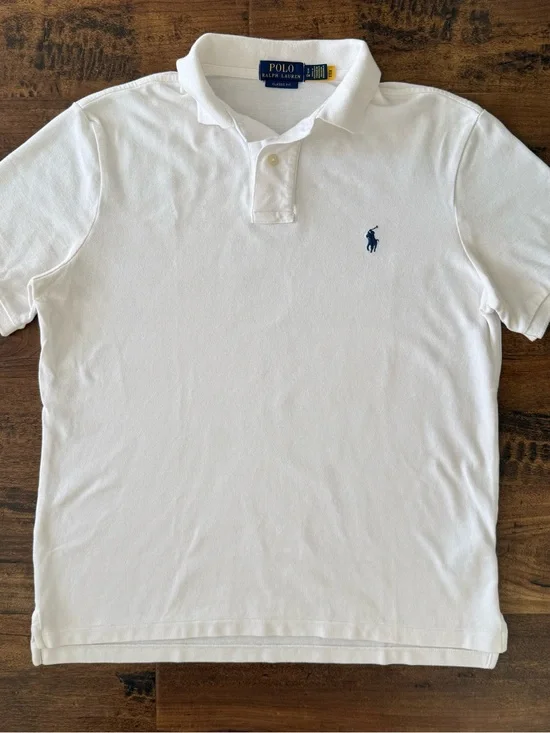 Ralph Lauren White Polo with Navy Pony Logo