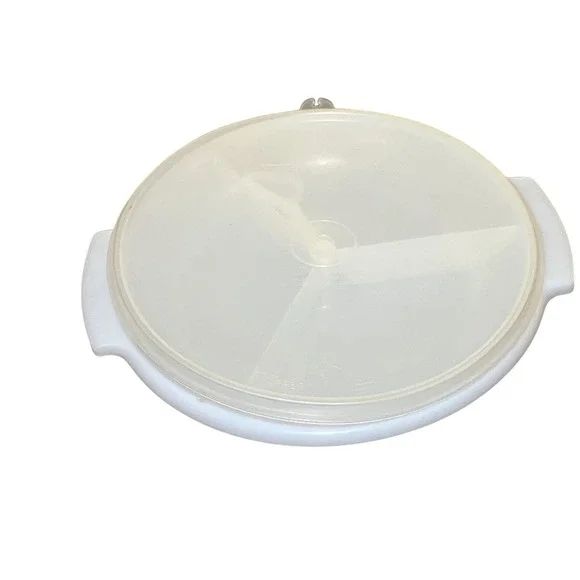 Tupperware Divided Serving Tray White 3 Section Handle Lid 224-15 Vintage Good