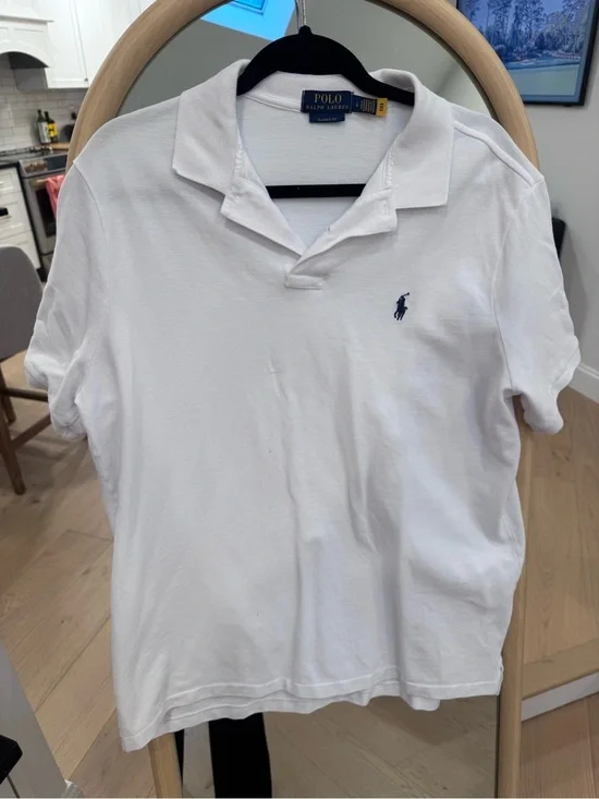 Ralph Lauren White Polo Shirt with Navy Labels