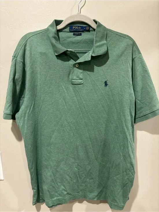 Ralph Lauren Polo Shirt in Heather Green with Navy Pony