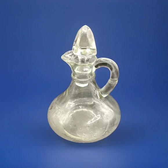 Cruet Vintage Glass Vinegar Oil w/ Glass Stopper‎ 5.5