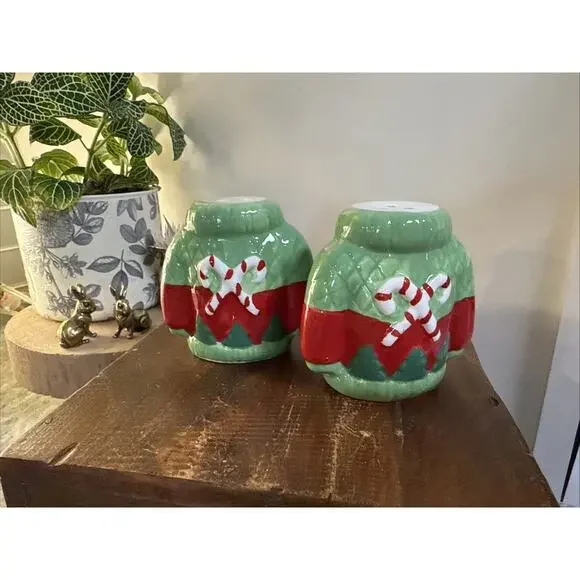 Christmas Holiday Salt and‎ Pepper Shaker Set - Snowman and Santa Ugly Christmas