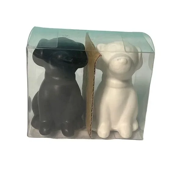 Adorable Black and White Dog Salt and Pepper Shakers‎ Set Ceramic Kitchen Decor