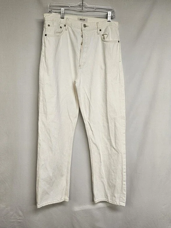 Agolde Jeans Women’s Size 30 Button  Fly Straight High Rise White Denim Jeans
