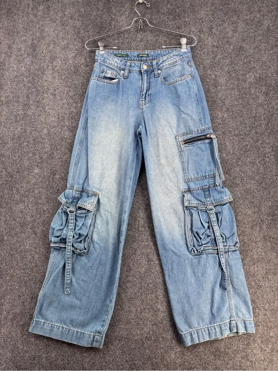 Wild Fable Y2K Grunge Wide Leg Mid Rise Baggy Cargo Skater Jeans Women’s 00