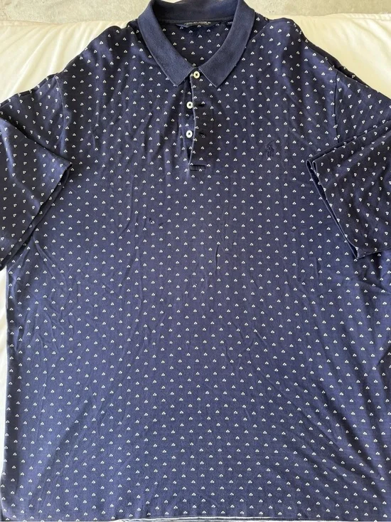Ralph Lauren Navy Polo with White Micro Triangle Print