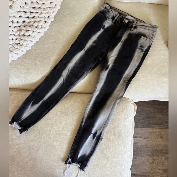 VERVET Black and Gray Tie-Dye Skinny Jeans