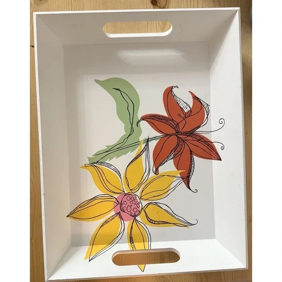 2007 Starbucks Coffee Co. Floral‎ Wooden Serving Tray 13