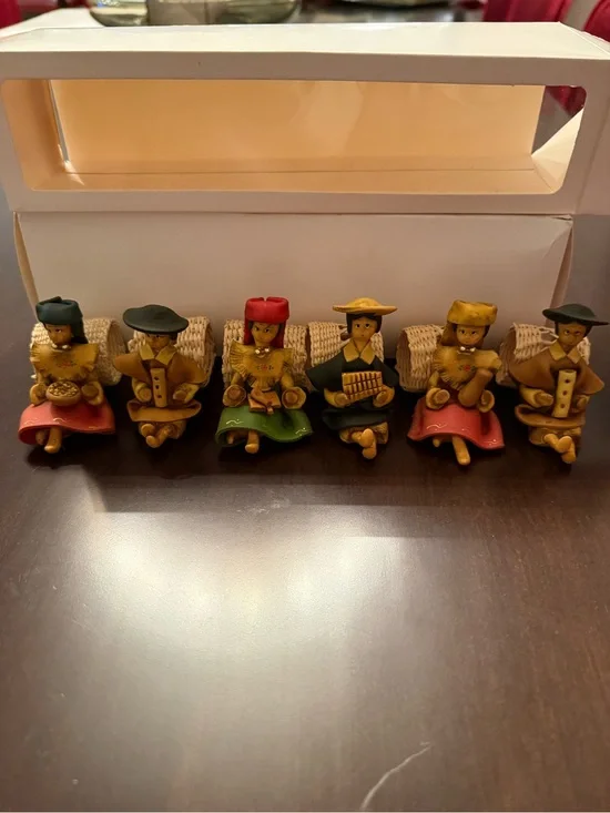 Folk Art Napkin Rings From Ecuador Handcrafted Polymer Clay And Wicker Set Of 6
