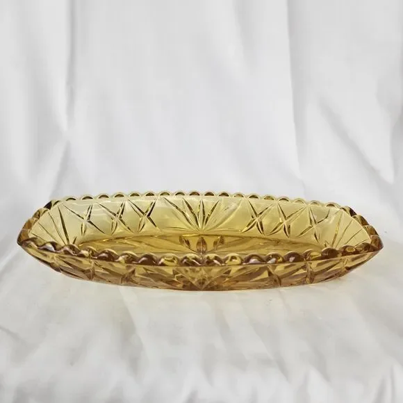 Vintage Hazel-Atlas Amber Relish Celery Dish Glass 9.5