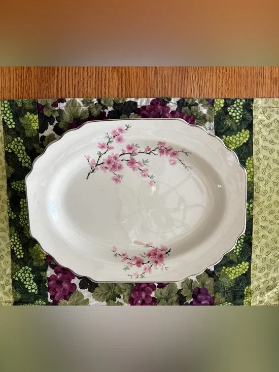 Vintage 1940s Peach Blossom Serving Platter by W.S. George
