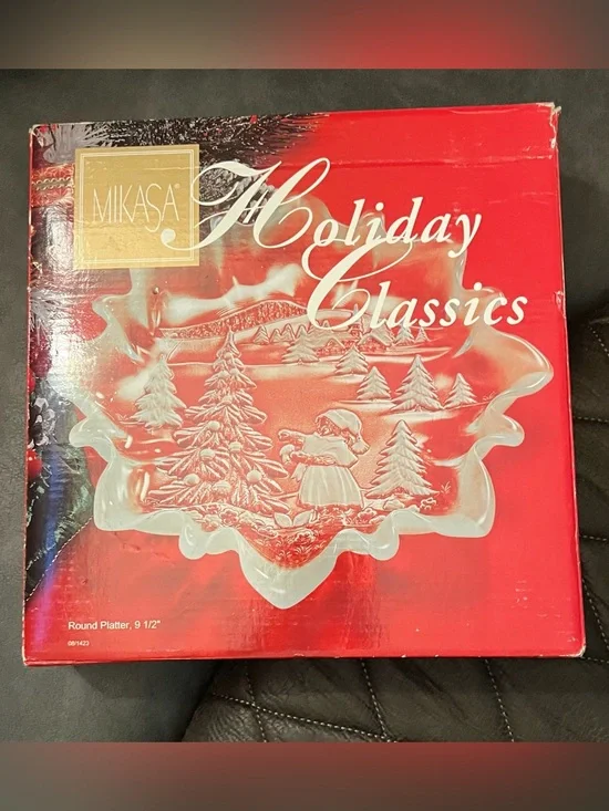 Vintage Mikasa Holiday Classics Crystal Platter 9.5