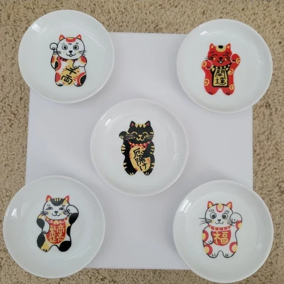 Mino ware Japanese Ceramic Sauce Plates (5) 3.5