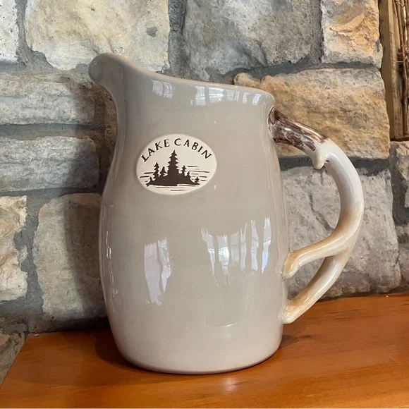 Kohl's Home Studio Lake Cabin Pitcher Antler Handle Rustic Lodge Primitive NEW