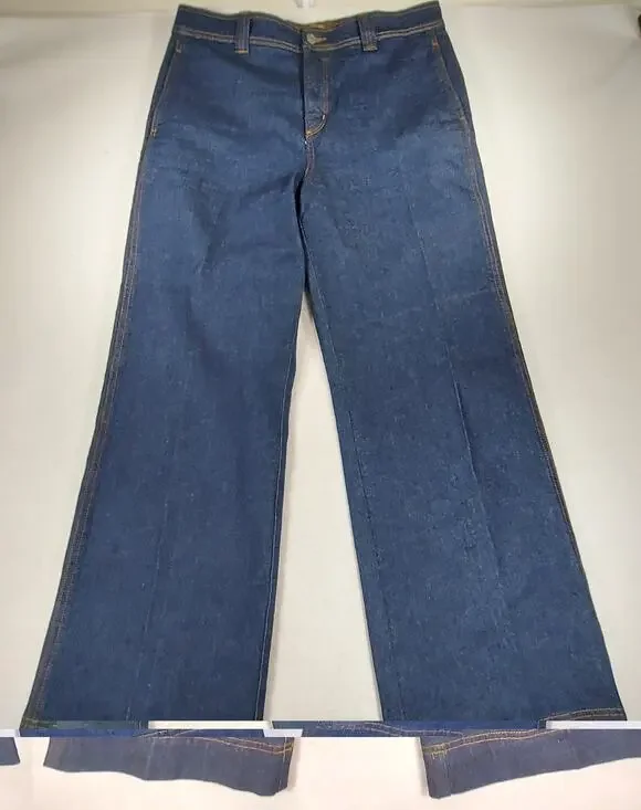 LOFT Made And Loved The Palazzo Wide Leg Jeans High Rise Front Seam Blue 30/10