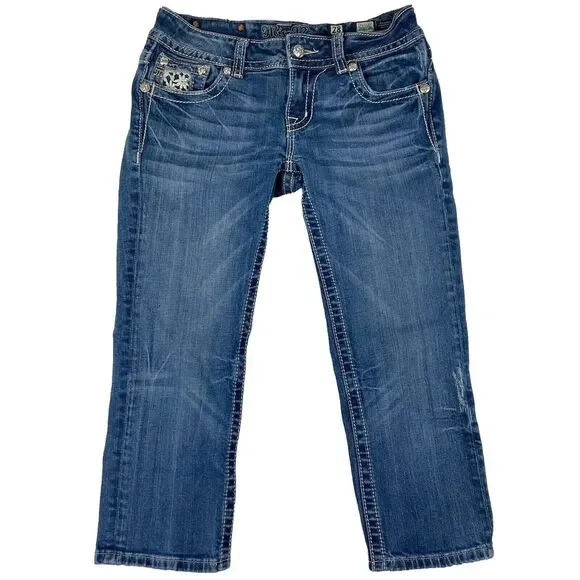 Miss Me Capri Womens Low Rise Blue Denim Jeans‎ Size 28
