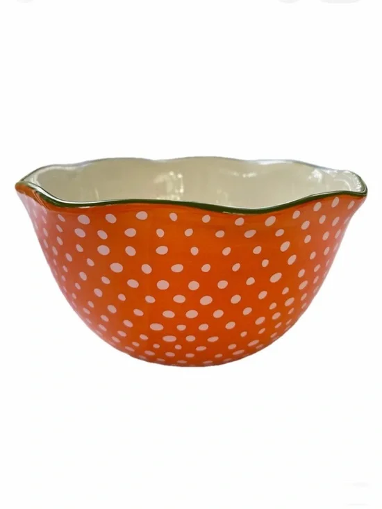 Pioneer Woman Orange Dots Medium Mixing Bowl Dinnerware Ceramic EUC